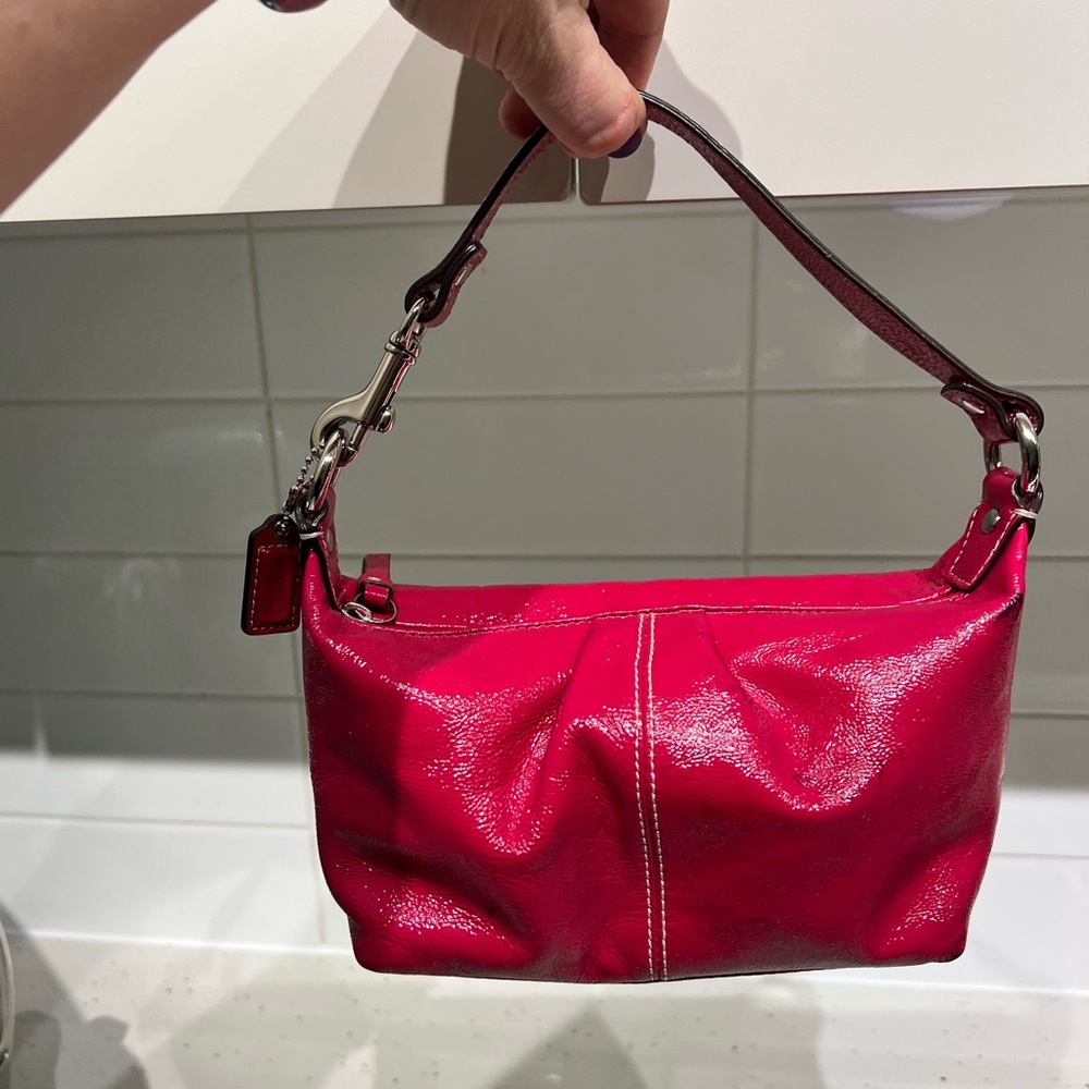 Authentic Coach handbag, patent leather, hot pink